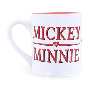 Disney Mickey Mouse Red-Striped Ceramic Soup Mug With Spoon | Holds 24  Ounces