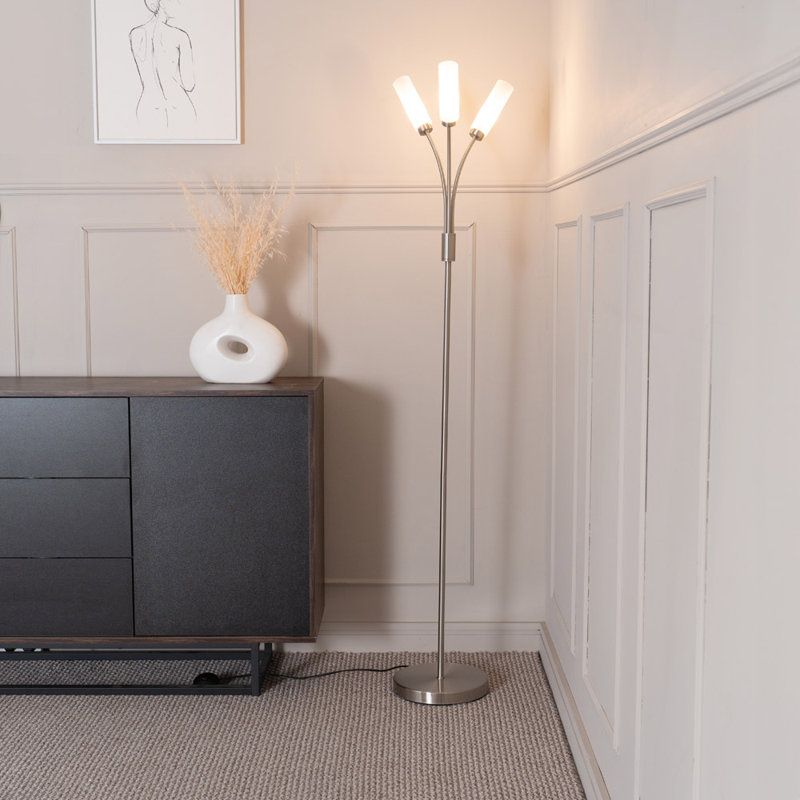 Abrianne 158.5cm Traditional Floor Lamp, Brushed Chrome, Yes
