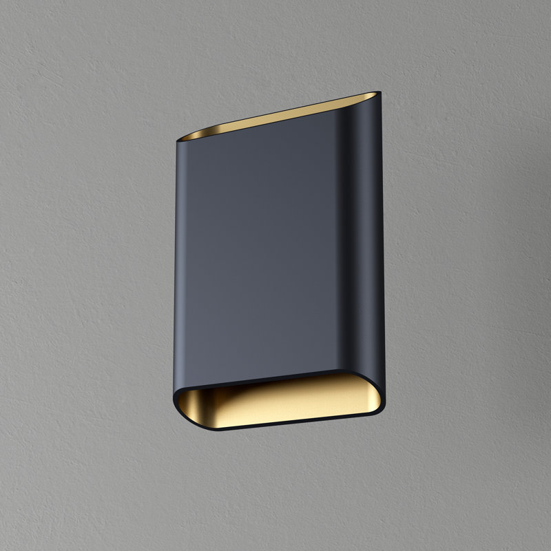 Modern Wall Sconce, Up Down Led Wall Light 7.8" For Bedroom & Porch - Dimmable, Ip65 Waterproof,  14W 3000K Warm White, Indoor Outdoor Use  Black And Gold Color