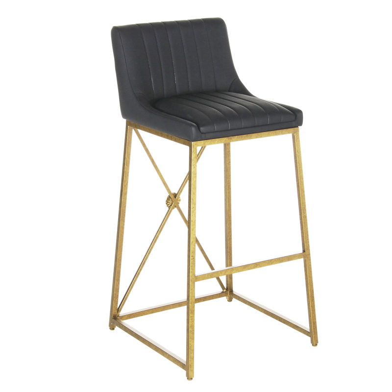 Medallion Stool, Bar Stool (30'' Seat Height), Royal Gold, Black
