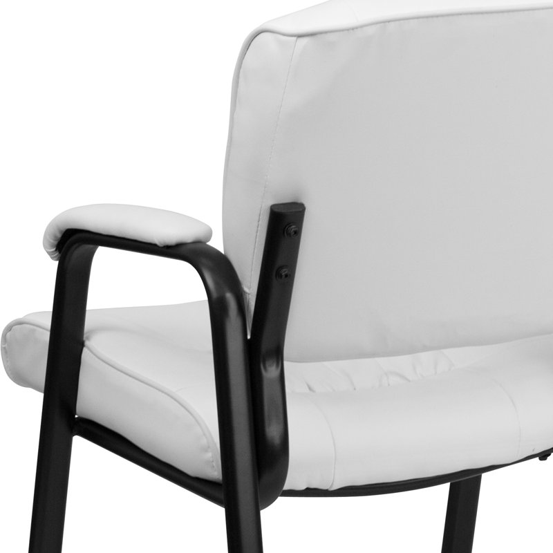 LeatherSoft Executive Side Reception Chair with Powder Coated Frame, White