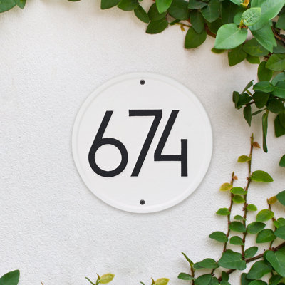 Round Modern Personalized 1-Line Wall Address Plaque