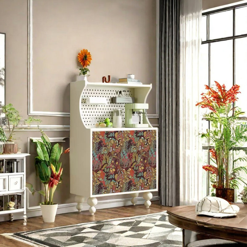 Modern pattern high capacity accent cabinet, Ivory White