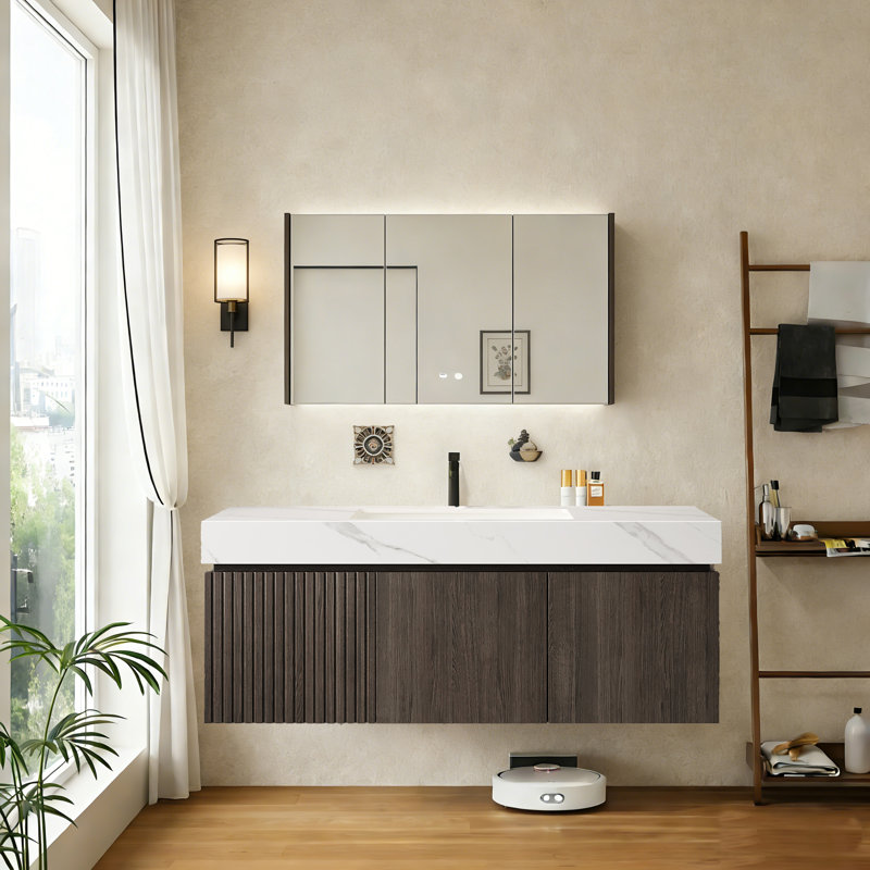 Ensemble de meuble-lavabo flottant de style italien MURI, pré-assemblé, Blanc, 48"