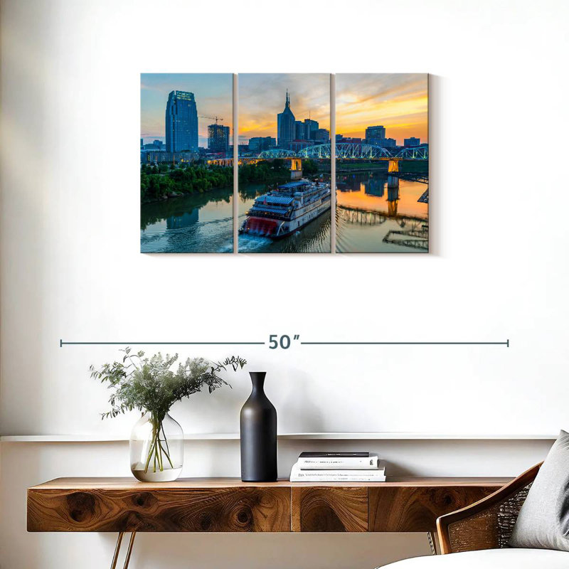 Sebbie Nashville Skyline At Sunset, 20" H x 33" W