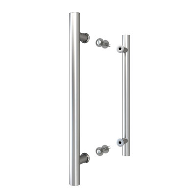 JUBEST 16 in. Steel Barn Door Hardware Modern Double Sided Round Pull Handle (H Shape)