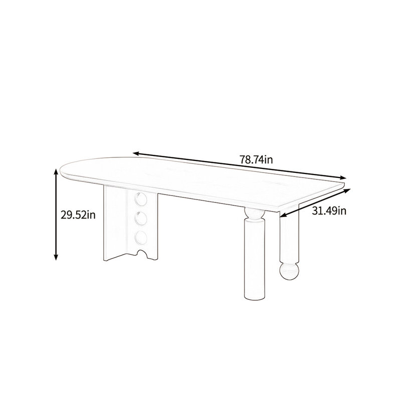 Creative solid wood dining table, 29.52"H x 78.74"L x 31.49"W