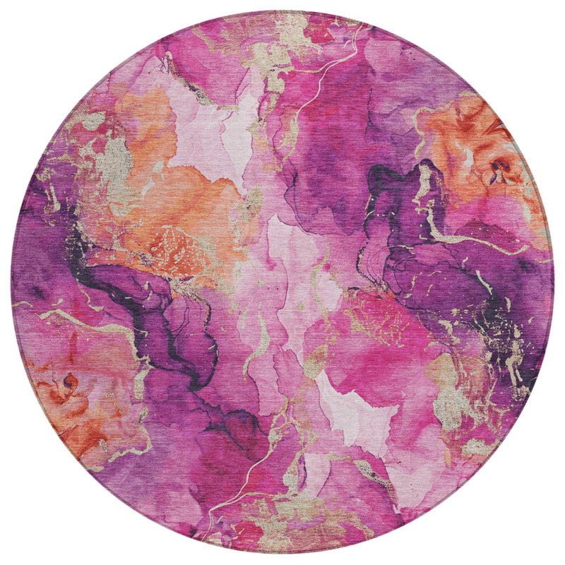 Tapis intérieur / extérieur lavable à la machine Xhevrie, Rond 8 pi