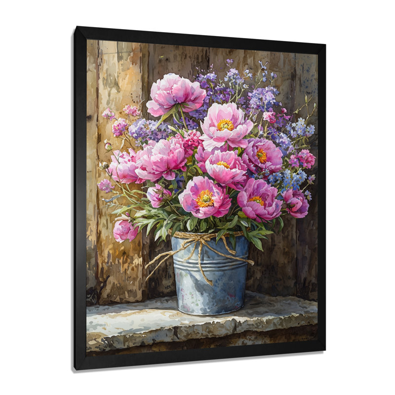 Abell - reproduction d'art sur toile florale, H 20 po x l 12 po, Impression de cadre photo, Noir, noir, noir, noir