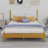 Solid Wooden Bed With  Upholstered Headboard