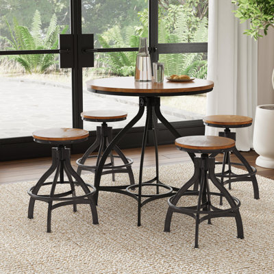 Kelanie 5-piece Adjustable Round Bar Stool Set