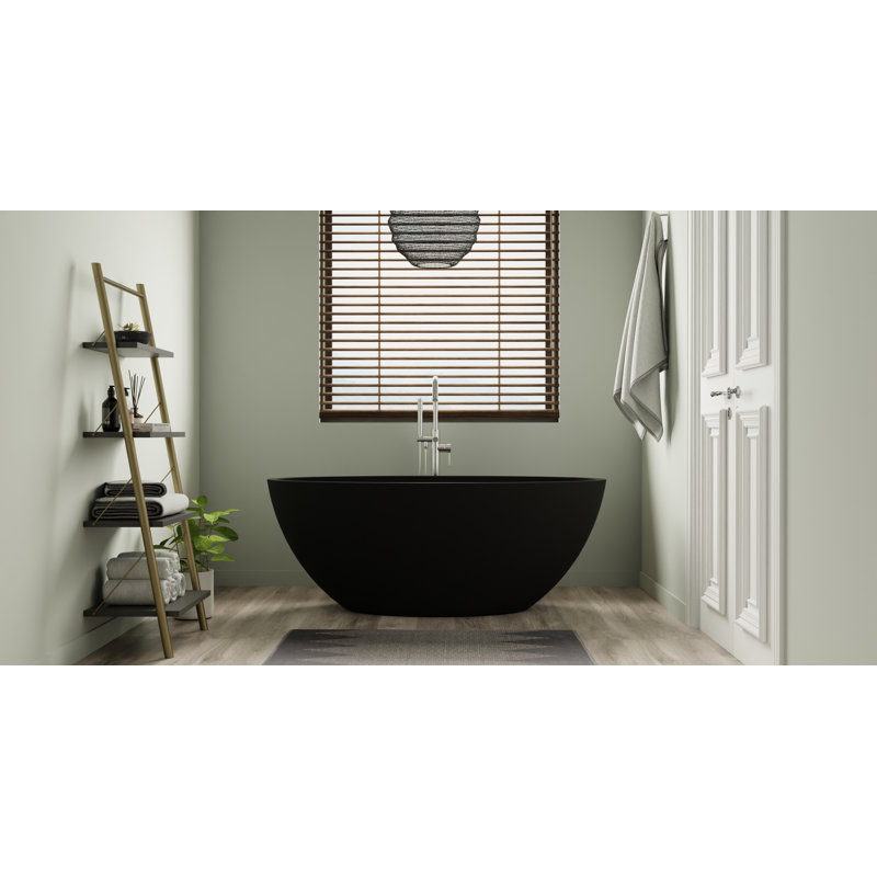 Baignoire autoportante en résine de trempage avec trop-plein et drain 59 po x 29,5 po Badeloft BW-04-L-MBLK, Noir mat