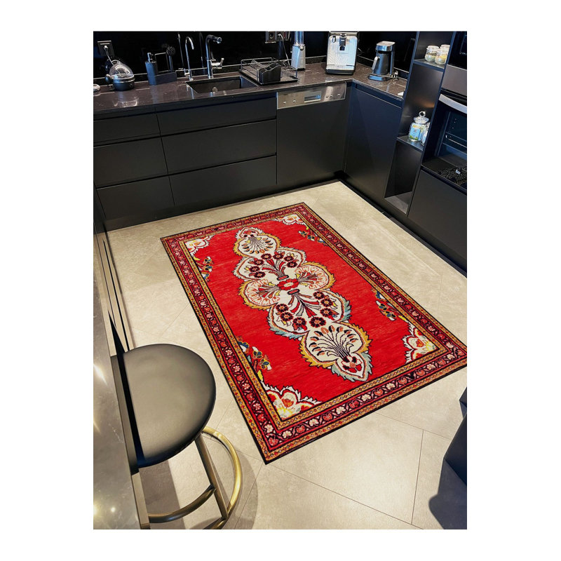 Tapis décoratif moderne lavable à la machine beige, Sous-tapis rectangulaire 2 pi 6 po x 4 pi 11 po