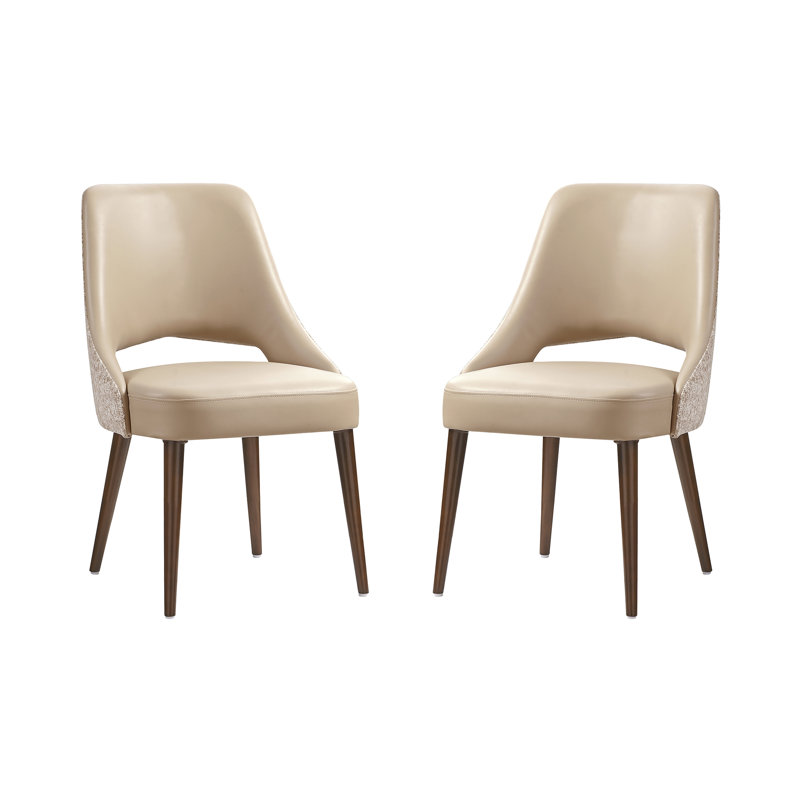 Chaise d'appoint de salle à manger rembourrée en bois massif et velours Liora, Café au lait
