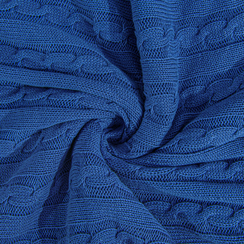 Couverture en coton tricoté , L 67 po x l 51 po, Bleu de cobalt