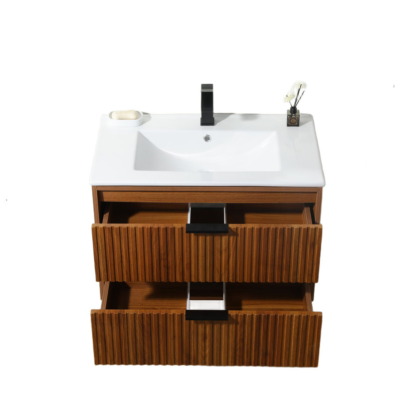 30'' Modern Wall-Mounted Single Bathroom Vanity Set, Rustic Brown