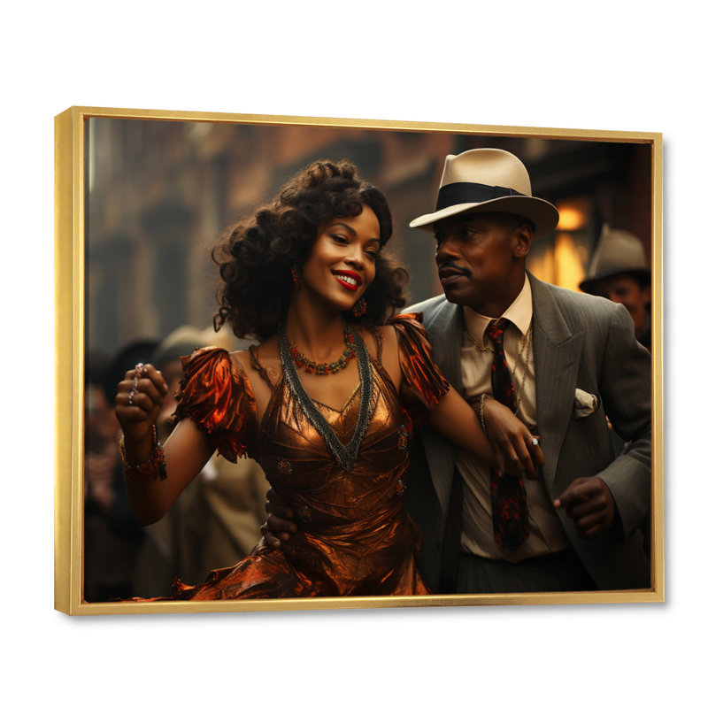 Jazz Harlem Renaissance III sur toile, H 34 po x l 44 po x P 1,5 po, Cadre flottant doré