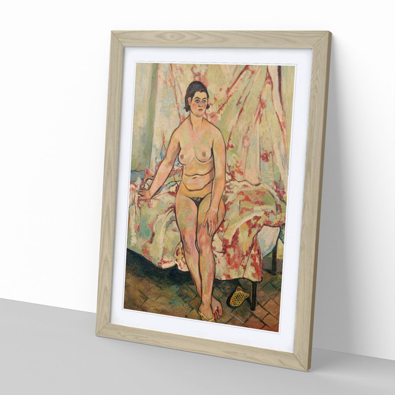 Nude Sitting on the Bed by Suzanne Valadon - Picture Frame Painting, 65cm H x 48cm W x 2cm D, Oak Framed