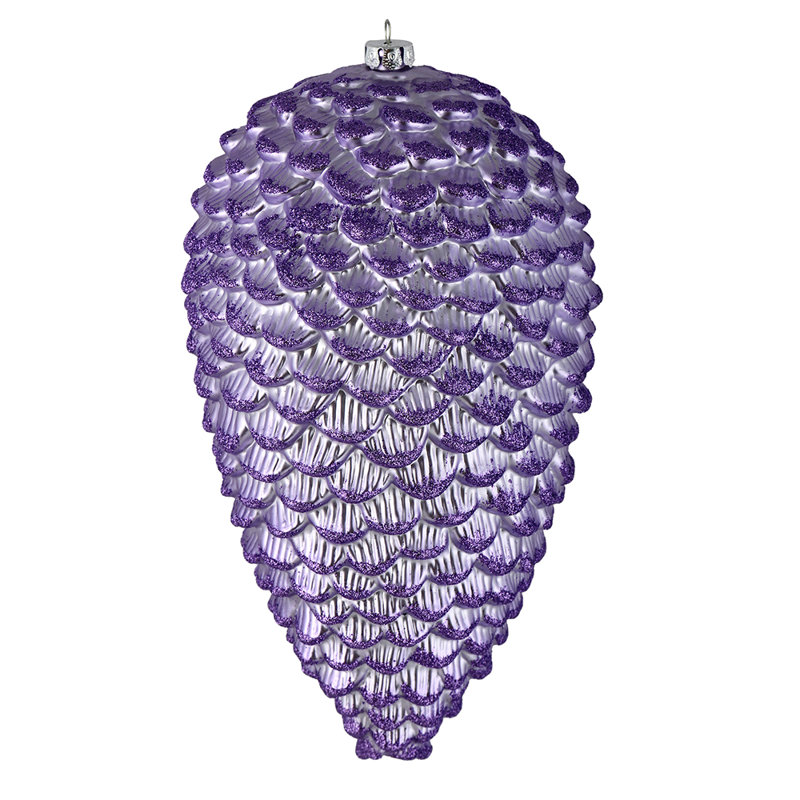 Ornement de Noël mat en forme de pomme de pin scintillante mat, Lavande