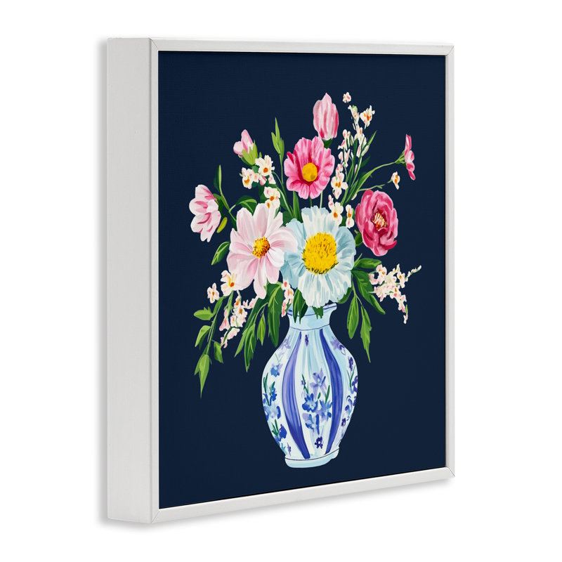 Vase Spring Chinoiserie, estampe numérique, design par Yen, H 17 po x l 17 po, Estampe numérique encadrée blanc bord de mer