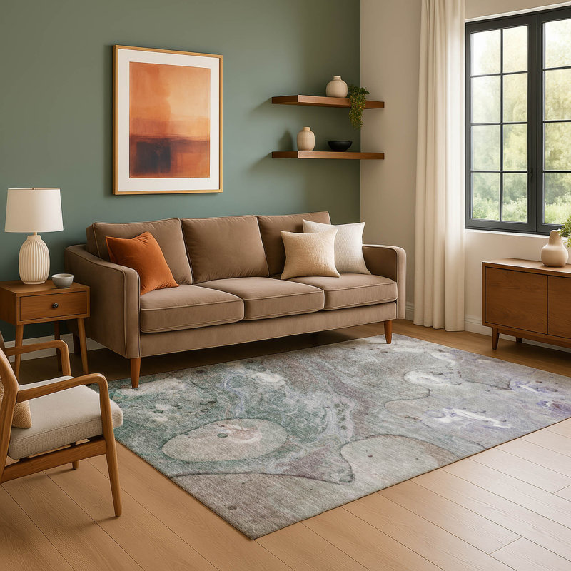 Premium Machine Washable Ralston AMF1941 Abstract Rug, Rectangle 10' x 14'