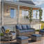 JB A three-seater sofa + two swivel chairs + two footstools + a side table