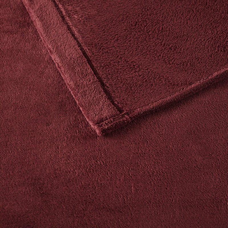 3 Pcs Twin Burgundy Sheet , Ultra - Soft And Cozy, 100% , Brushed On Both Sides, Luxurious Velvet Look, Flat Sheet, Fitted Pillowcase, Elasticized Fitted Fits 16" Mattresses, Machine Washable,