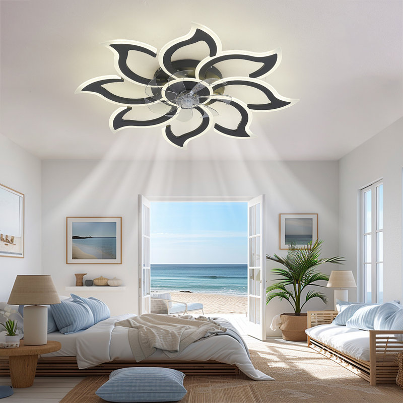 Ventilateur de plafond 35,4 po avec lumières, télécommande 3 températures de couleur, ventilateur à 6 vitesses