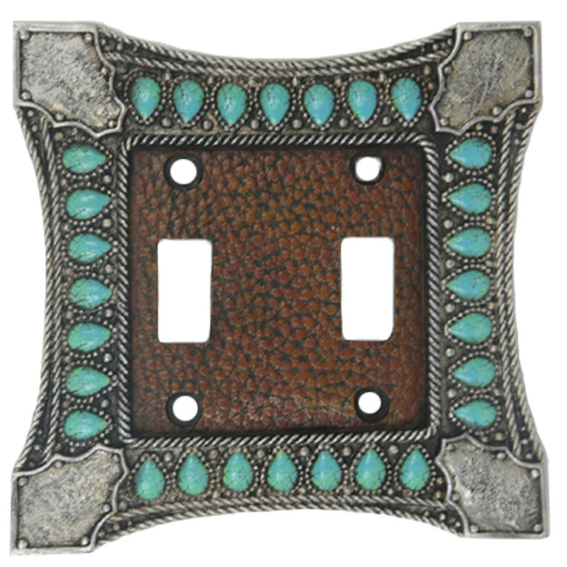 Amelia Turquoise Double Wall Switch Plate, 5.5x4.75 inch