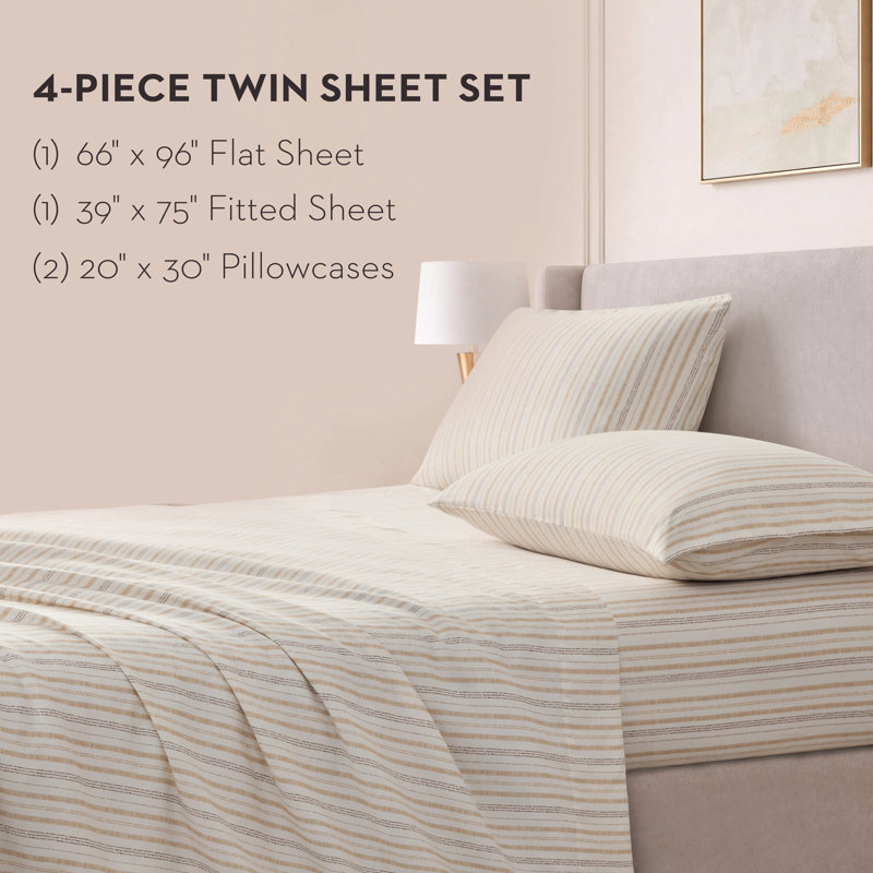 Nine West Microfiber Sheets with Extra Pillowcases, Twin, Beige-Solaire