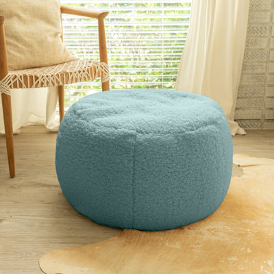 Ellis Ottoman Shearling Faux-Lamb Plush Pouf for Modern Interior Design