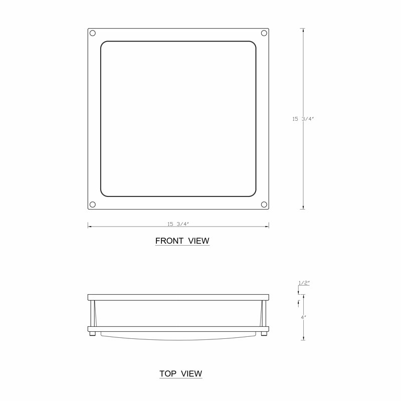 Plafonnier encastré 1 lumière DEL Blatch, H 4 po x l 15,75 po x P 15,75 po