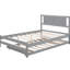Lit plateforme double avec lit gigogne gris mobile - Matériau réglable en bois de pin robuste