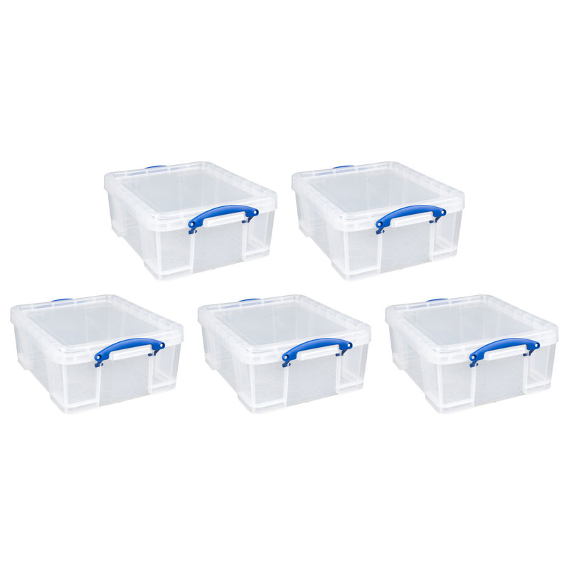  17L Storage Container with Lid and Clip Lock Handles, (5 Pack)