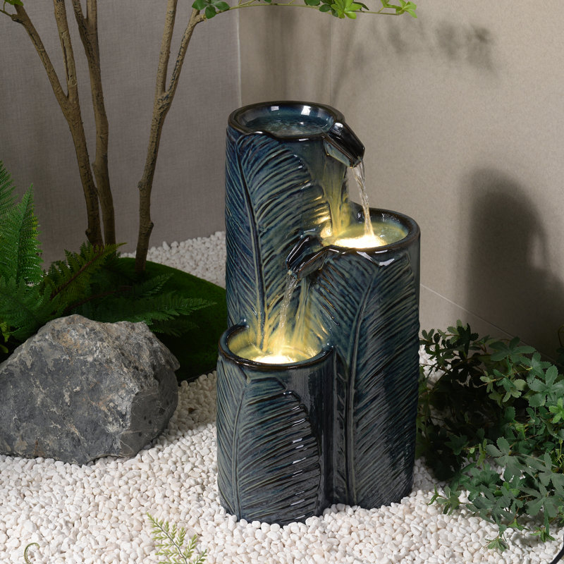 Fontaine de palmier en céramique avec lumière
