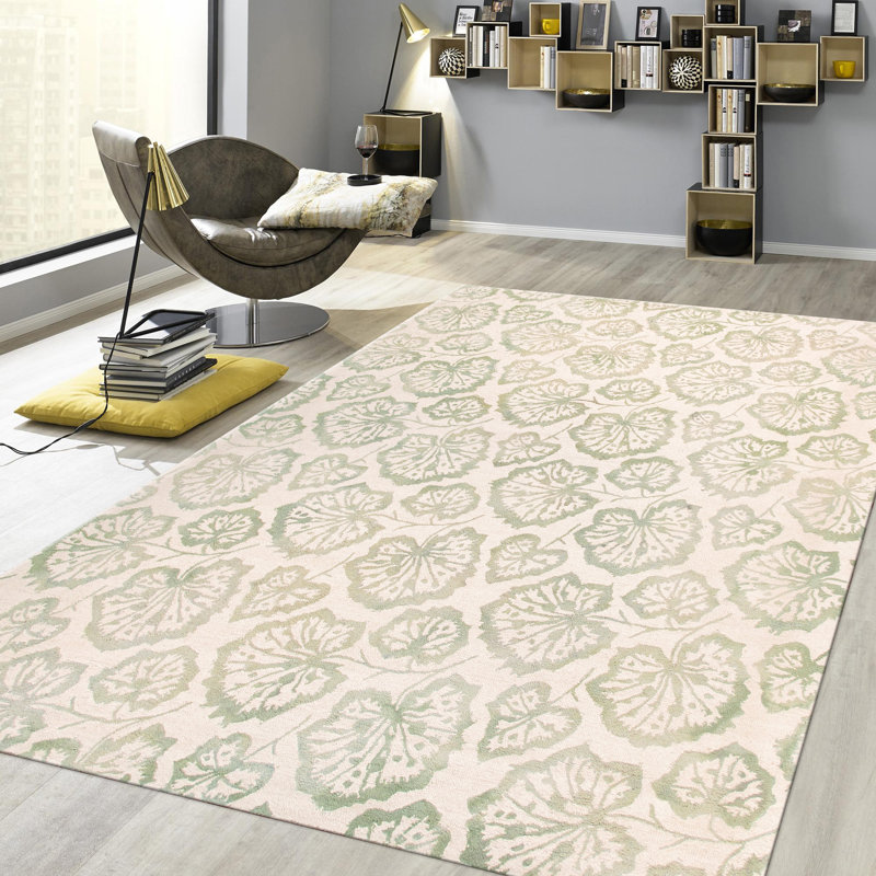 Modern Ivory/L. Green Area Rug