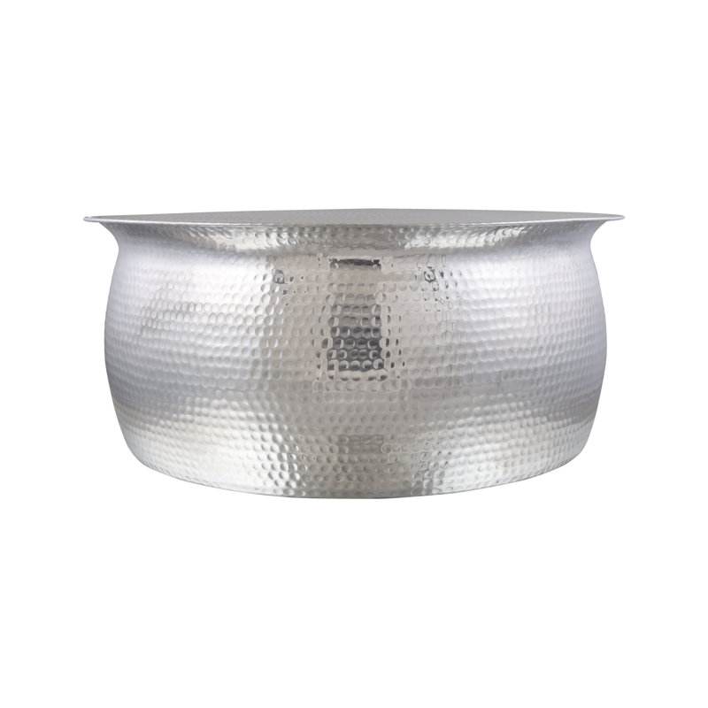 Domingues Handcrafted Hammered Coffee Table, Silver