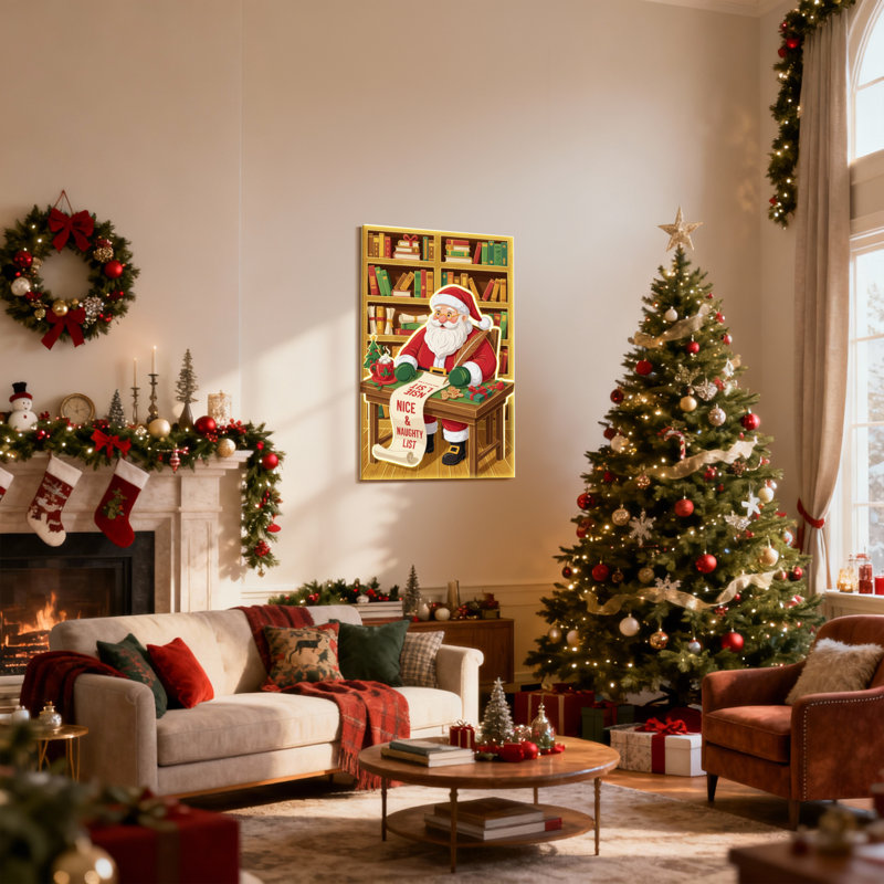 Ensemble de 3 reproductions d'art sur toile, "Christmas Santa Claus", H 30 po x l 20 po