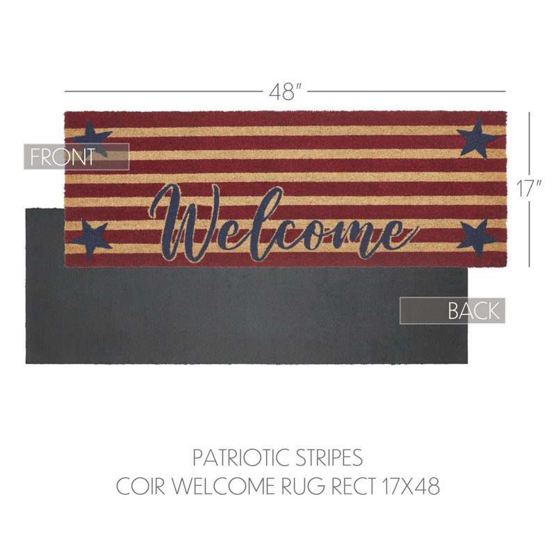 Festive Finds Patriotic Stripes Coir Welcome Rug Rect, 17" W x 48" L