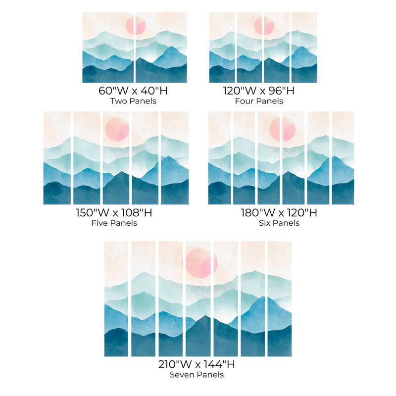Murale pelez et collez de qualité supérieure - Misty Mountain Sunrise, L 108 po x l 150 po