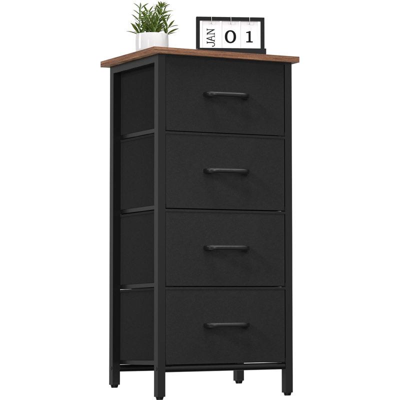 Commode 4 tiroirs, Noir / marron rétro