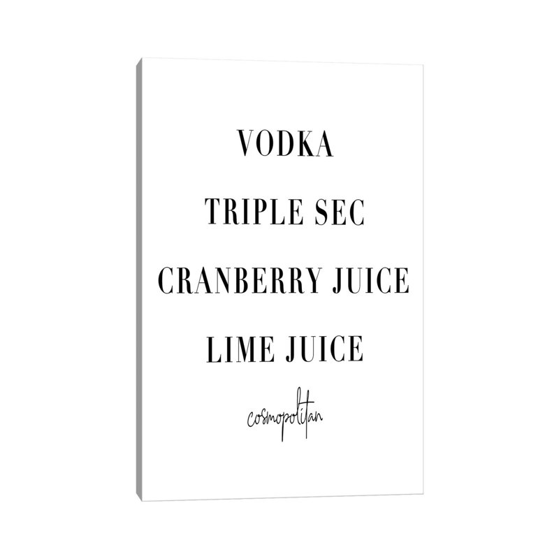 Cosmopolitan Cocktail Recipe 1 Piece Wall Art on Canvas