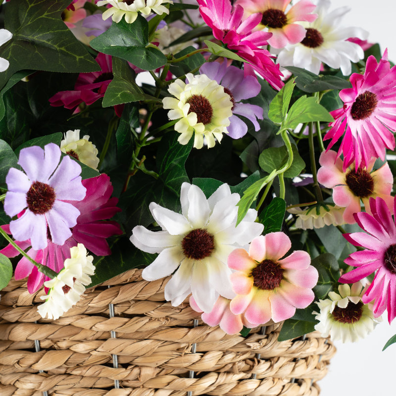 56cm Faux Daisy Hanging Basket