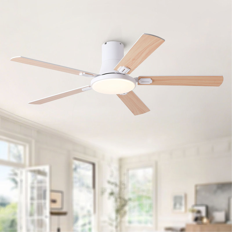 Ventilateur de plafond blanc 52 pouces avec lumière et télécommande Mordern, White