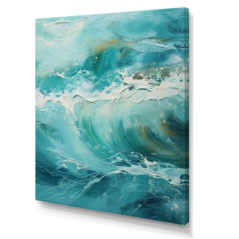Impression sur toile Ocean Teal Wave Expression II - Coastal Waves, H 20 po x l 12 po x P 1 po, Toile tendue