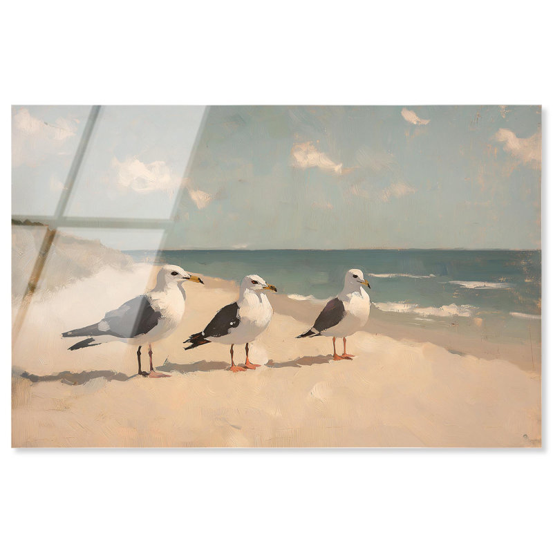 Rosecliff Heights Seagulls at the Beach I Acrylic Coastal Art by Art ...