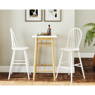 30'' White Windsor Bar Stools (Set Of 2) – Solid Wood Spindle-Back Chairs