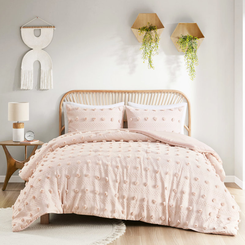 Édredon pour lit simple / simple TG, Édredon simple + 2 taies décoratives, Rose