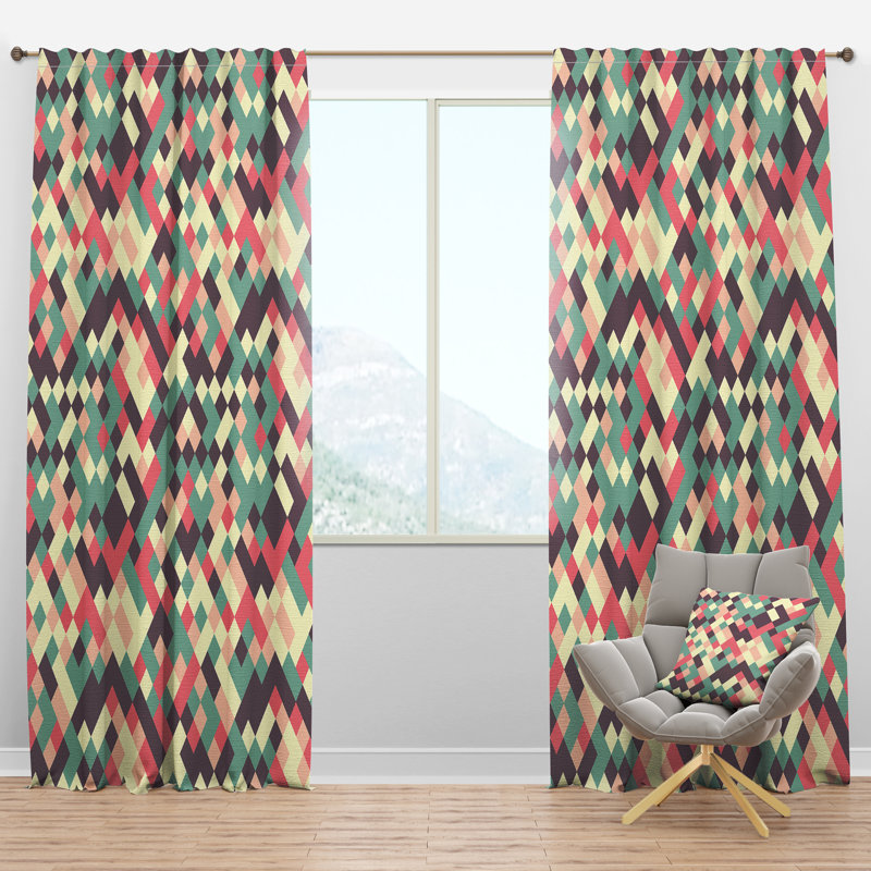 Panneau de rideau simple semi-diaphane avec passe-tringle Mid-Century Design, l 52 po x L 108 po