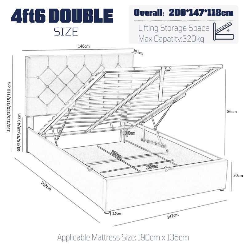 Solid Wood Bed, Grey, 147 x 200 cm